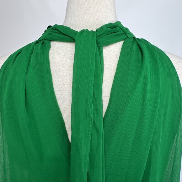 MSK Size Large Lush Green Self-Tie Halter Sleeveless Wide-Leg Jumpsuit Lined - Picture 5 of 9
